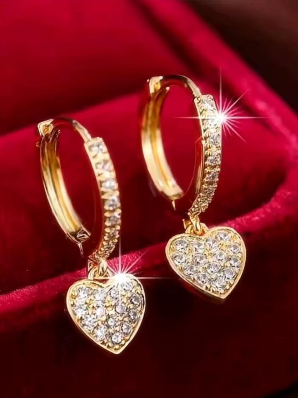 Kohl's Gold Heart Crystal Hoop Earrings